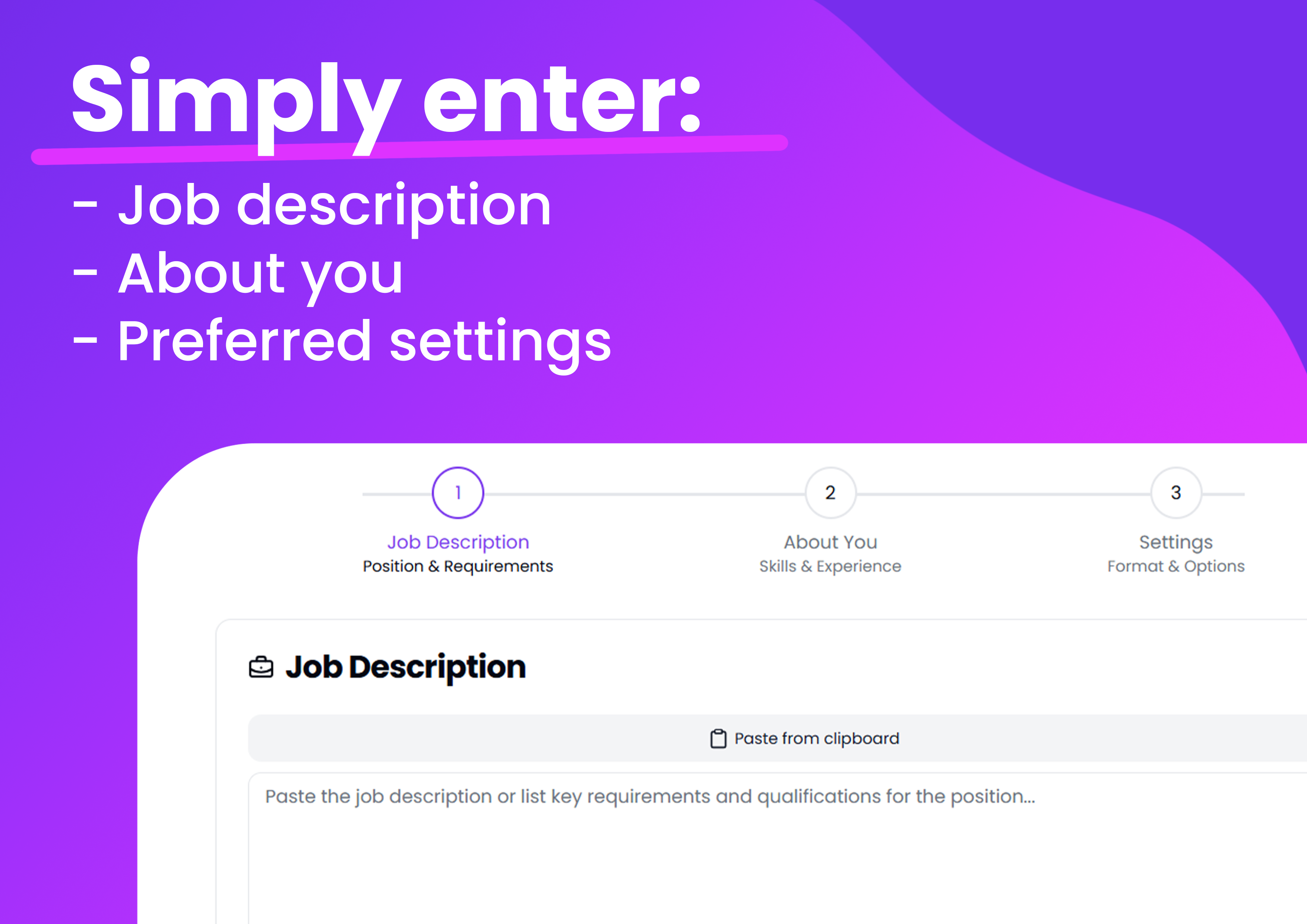AI Job Adapted Resume Builder Interface